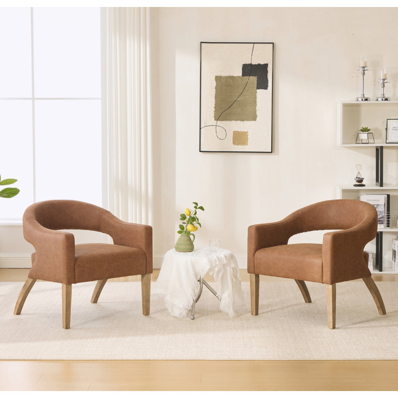Ensemble de 2 fauteuils d'appoint rembourrés 26,16 po, Brun
