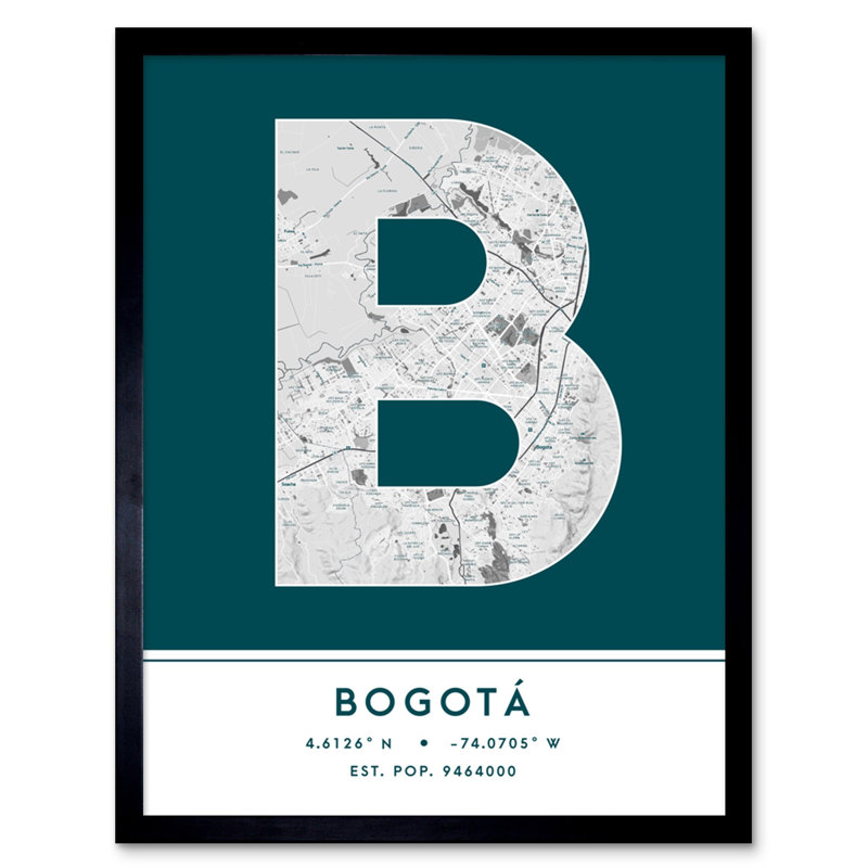 Bogota City Map Bogota Colombia City Map - Single Picture Frame Typography