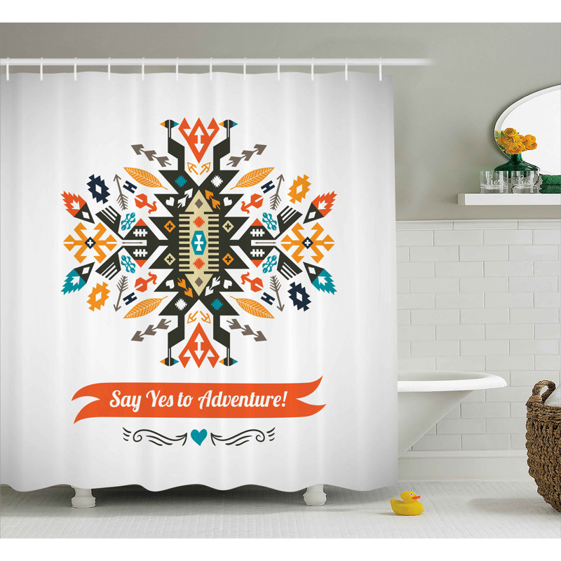 Rideau de douche et à rideaux + accrocheurs et citations tribal, l 69 po x L 75 po