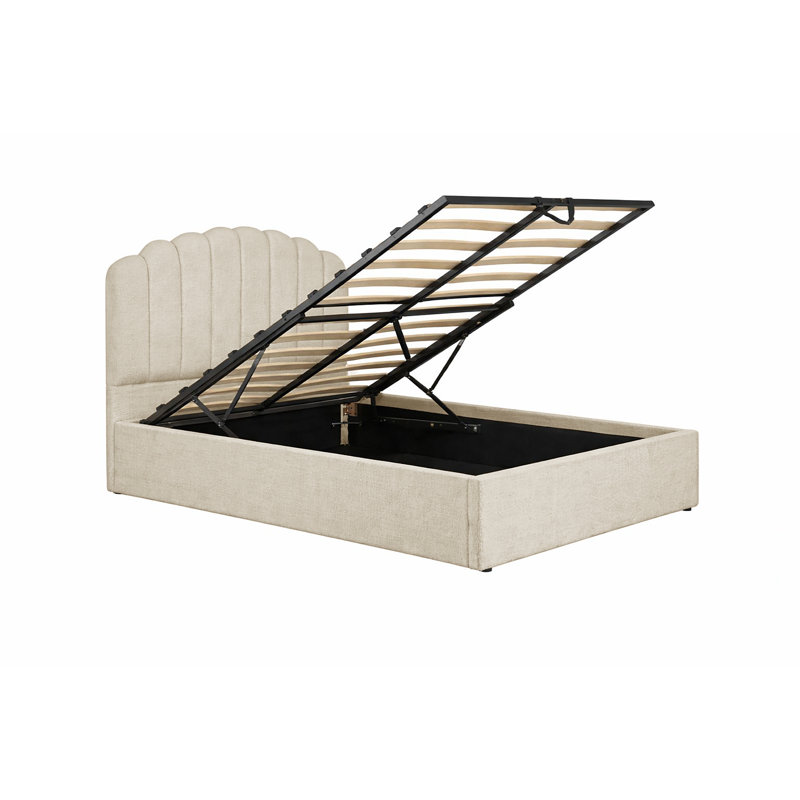 Anupras Upholstered Bed, Double, Beige