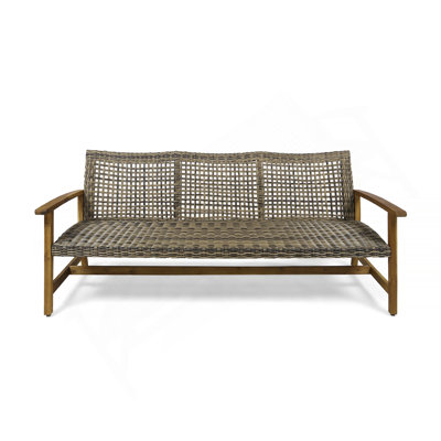 HAMPTON WOOD + WICKER 3 SEATER