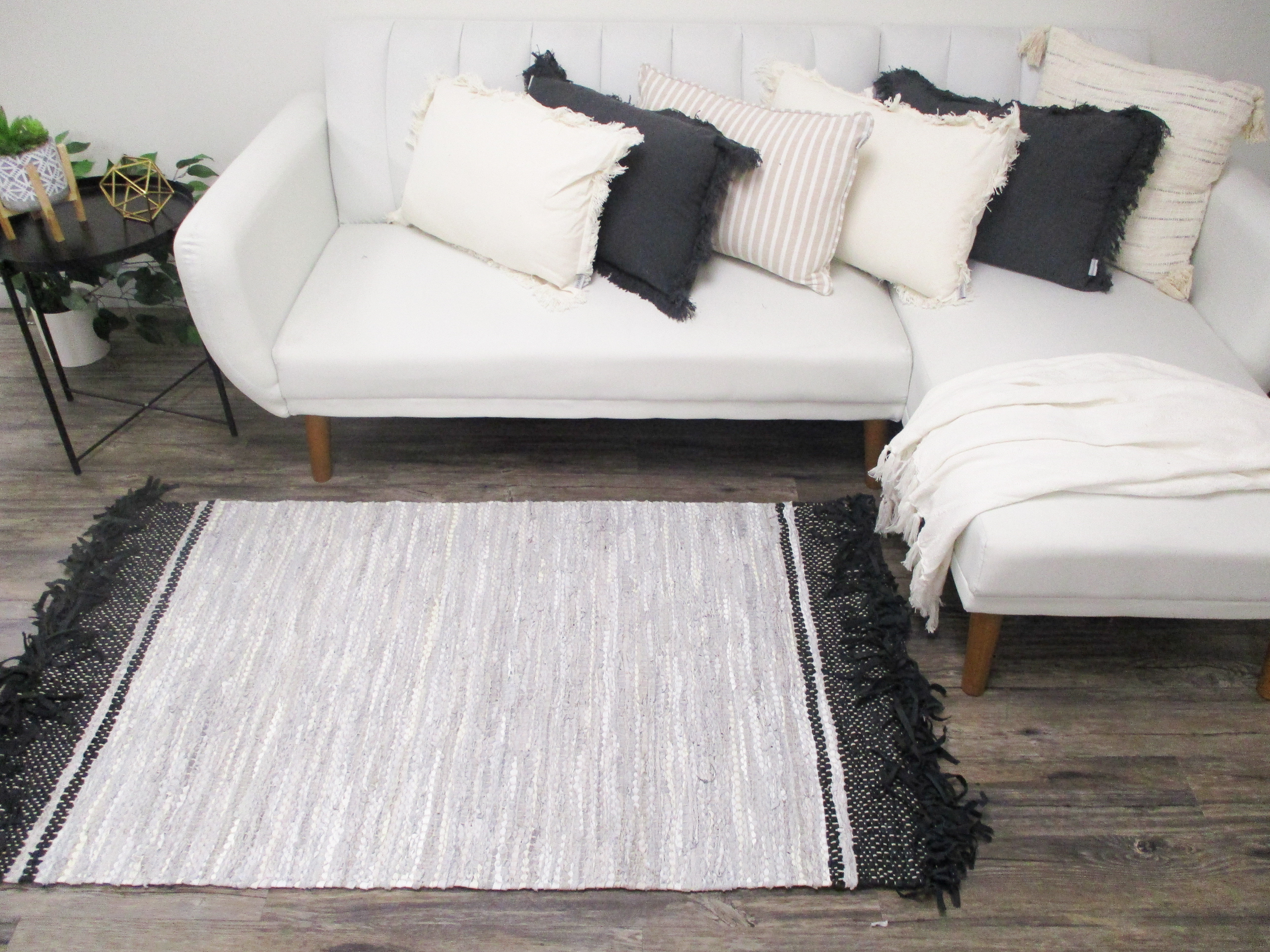 Rasist Rug Dakota Fields Ashi Striped Handmade Black Area Rug | Wayfair