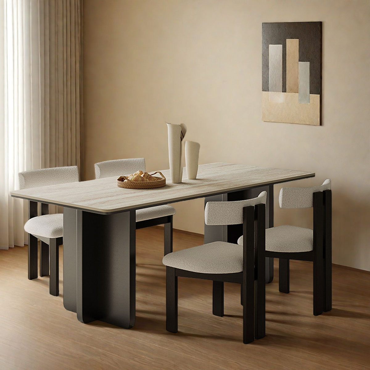 Zhang's SereneLodge Modern Rectangle Dining Table with Rock Board | Wayfair