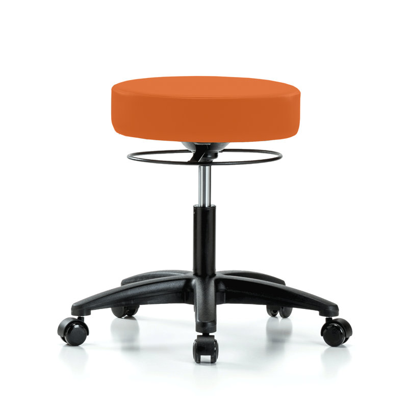 Tabouret réglable en hauteur PERCH Stella | Hauteur du banc moyen: 21 à 28,5 po, Vinyl Orange Kist, Noir