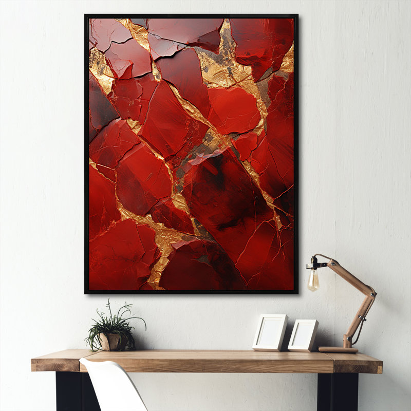 Courage spirituel Agate rouge, Cadre flottant noir, H 20 po x l 12 po x P 1 po