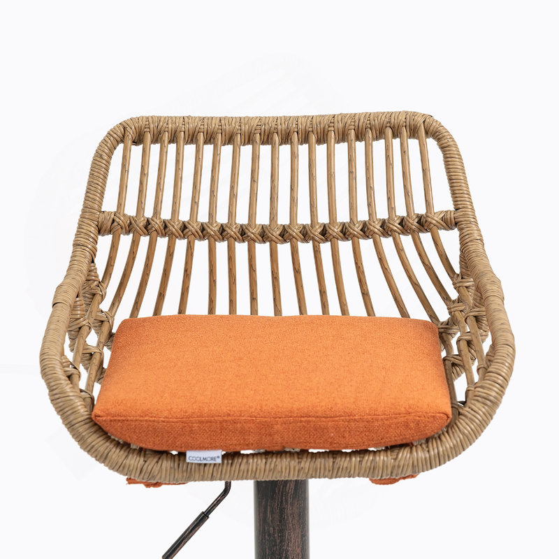 Adjustable Swivel Bar Stools with Footrest for Kitchen, Set of 2, Orange