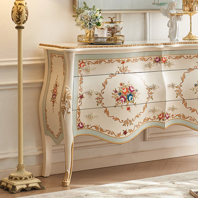 French Court Style Hand-Painted Storage Cabinet