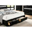 Grand lit avec rangement en bois massif noir