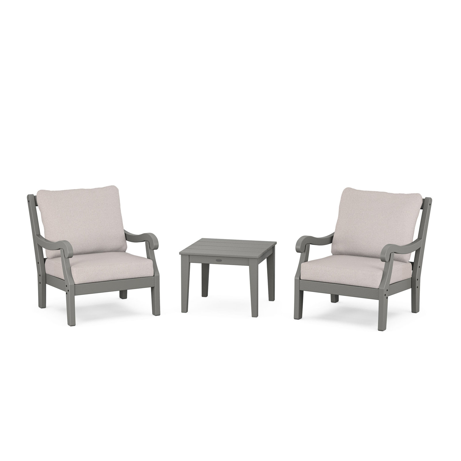 POLYWOOD® Verlyn 2-Person Patio Seating Group, Dune Burlap Cushion/Slate Gray Frame