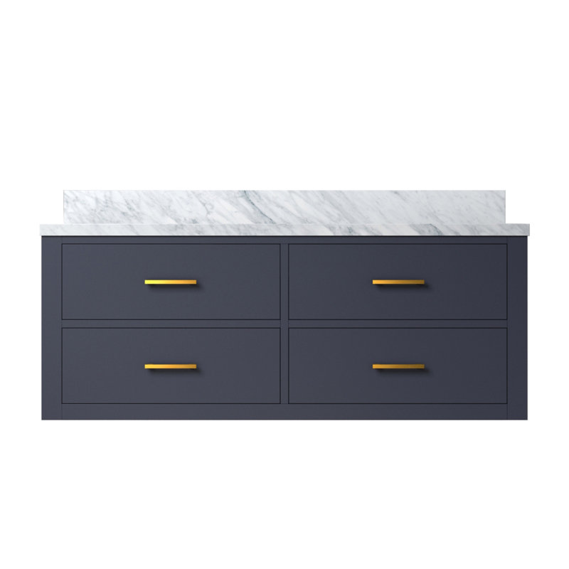 Meuble-lavabo simple bleu 48 po X P 22 po D, avec plateau en marbre de Carrare, Bleu