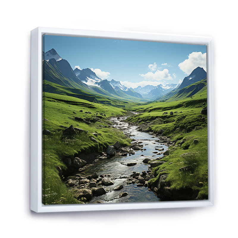 Montagnes des Alpes en français, Cadre flottant blanc, H 16 po x l 16 po x P 1 po