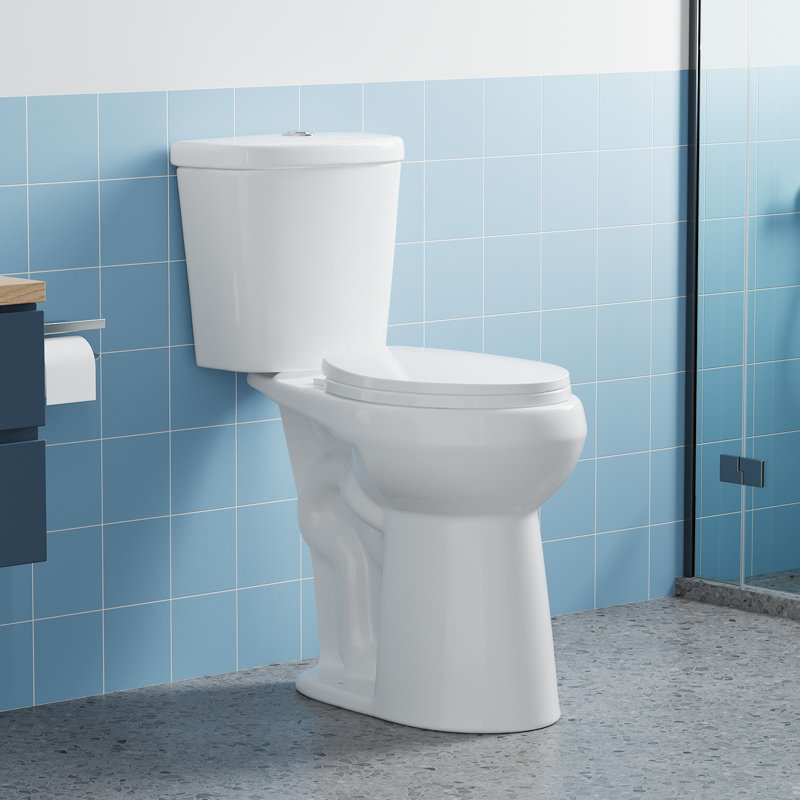 Toilette commerciale deux pièces GarveeHome, conforme ADA, allongée, hauteur confort global, chasse d'eau siphonique puissante de 1,28 GPF, siège à fermeture en douceur