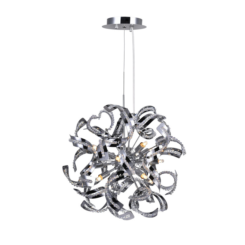 12 Light LED Chandelier, 19-Inch, Chrome Finish for Dining Room, Living Room, Foyer, and Bedroom