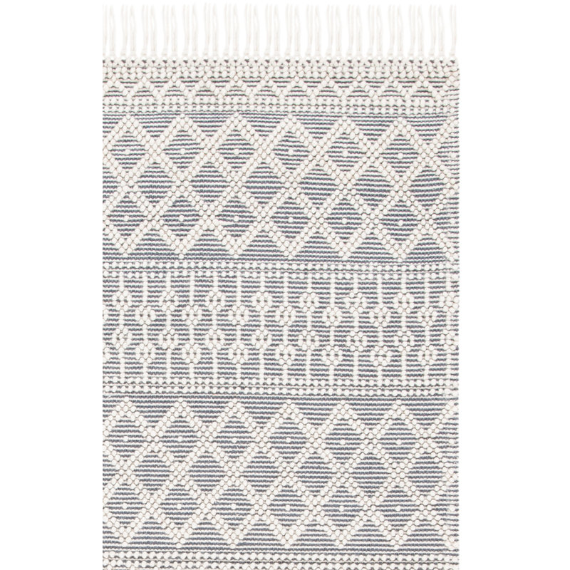 Tapis gris / ivoire en laine / coton tissé à la main Natura, Rectangle 8 pi x 10 pi