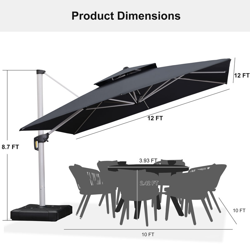 365cm Cantilever Parasol, Grey
