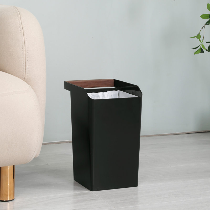 2 Gallon Black Plastic Square Trash Can Set with Handle