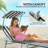 Outdoor Lounge Chair, Adjustable Folding Chaise Lounge, Tanning Chair with Sun Shade for Beach, Camping, Hiking, Backyard, Black and White-318206134