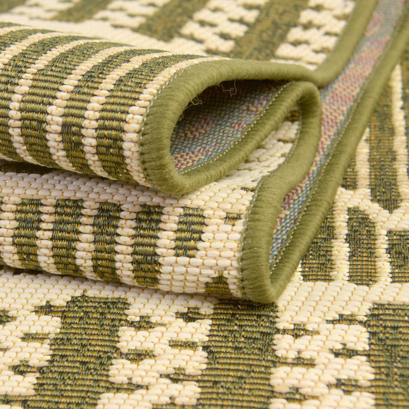 Tapis intérieur / extérieur rayé vert Arthur-James, Rectangle 2 pi x 3 pi