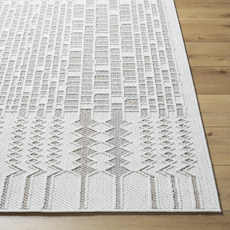 Beau Ivory/Beige/Light Gray Area Rug, Rectangle 6'7" x 9'