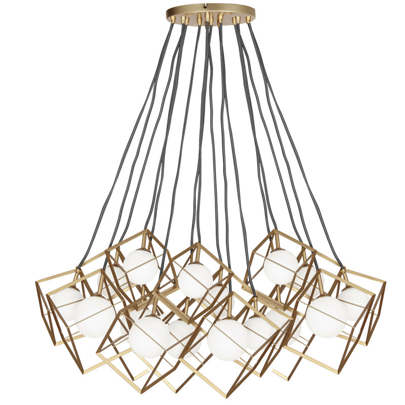 Luminaire suspendu géométrique à grappe 16 lumières Thomson