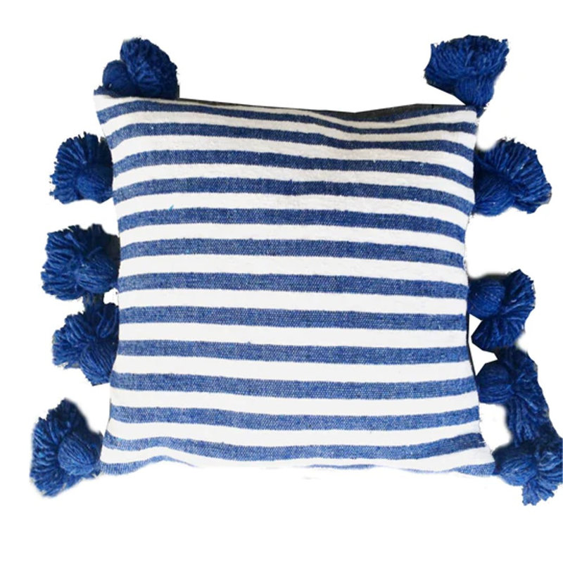 Housse de coussin Lina, Blanc / cobalt