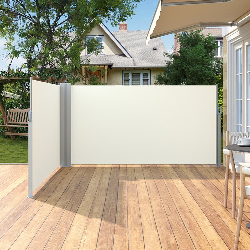 Dakota Fields 600cm W x 12cm D Fabric Cover Motorised Retractable Side Awning, Beige