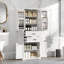 Armoire de rangement pour salle de bain avec 2 tiroirs, tablettes de porte, tablettes réglables et rayures verticales-310810492