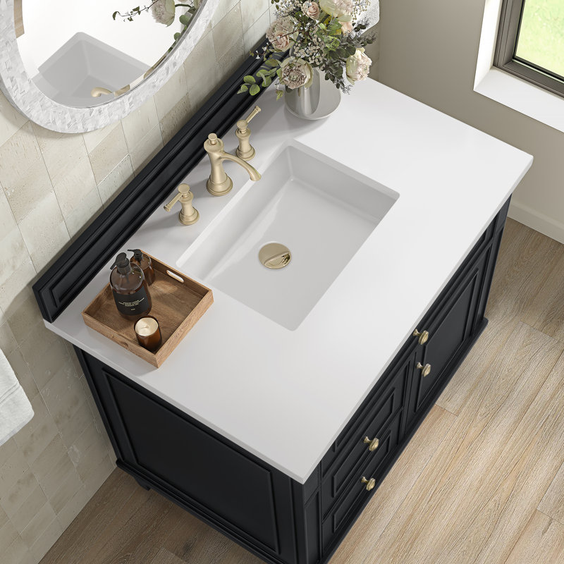 Lorelai 36'' W Single Vanity, Black Onyx, White Zeus, 8" Widespread