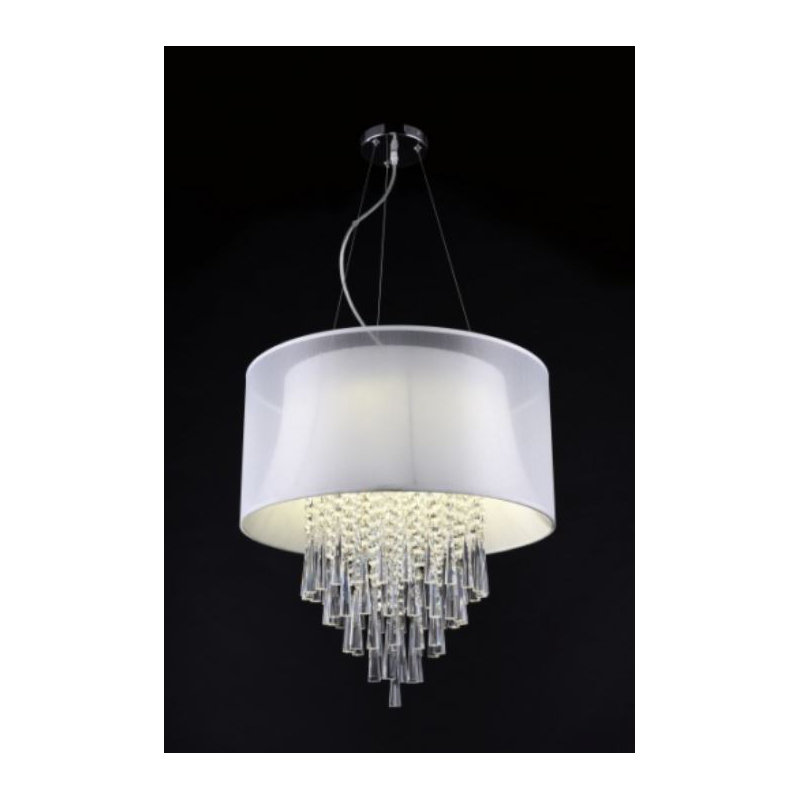 Luminaire suspendu en cristal 6 lumières avec abat-jour