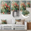 Bouquet de roses roses et vertes, bouquet de lait, art mural-894540457-894540460