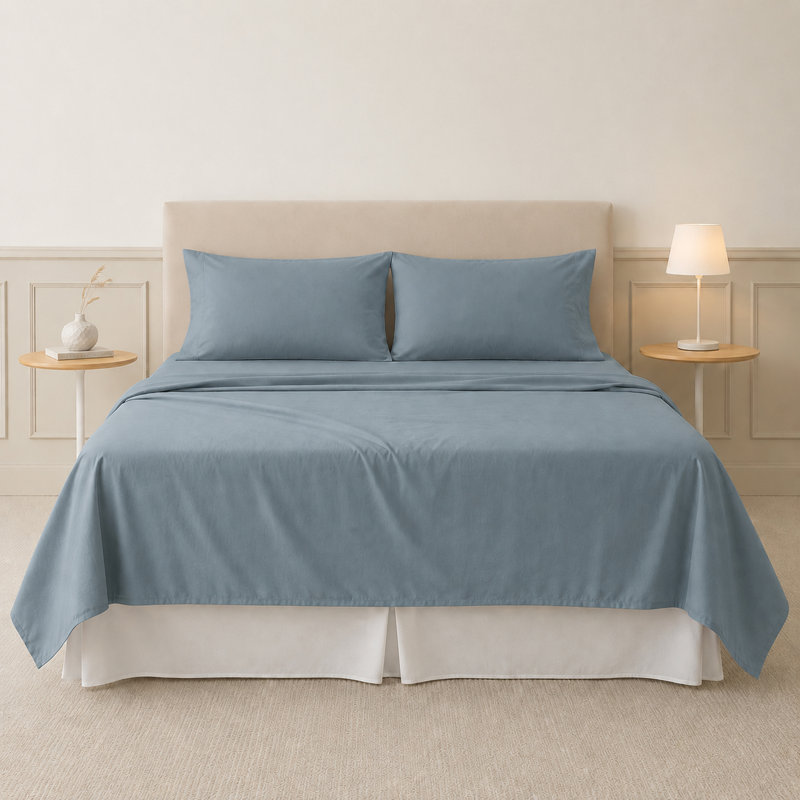Modern Threads 4-Piece Ultra Soft Microfiber Sheet Set with Deep Pockets in Solids & Prints, Blue