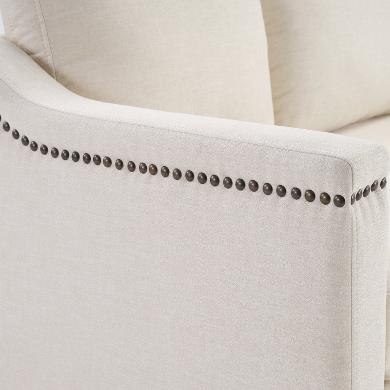 Fauteuil rembourré classique avec garniture cloutée l 30,75 po Idrissi, Blanc