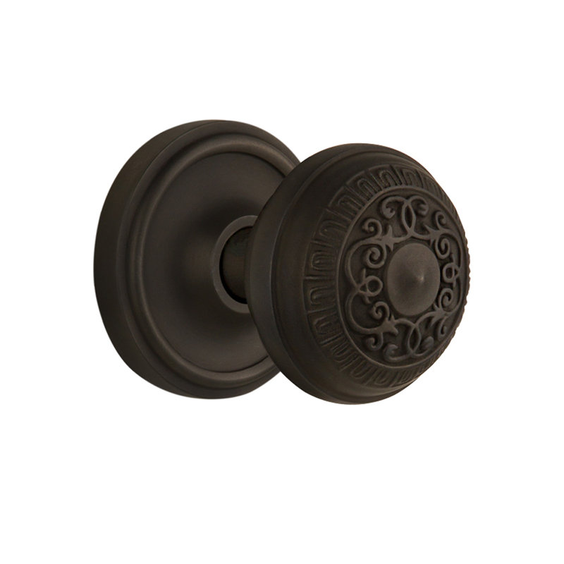 Poignée de porte Classic Rosette avec œuf et fléchettes, Bronze frotté à l'huile, 2 3/8 po