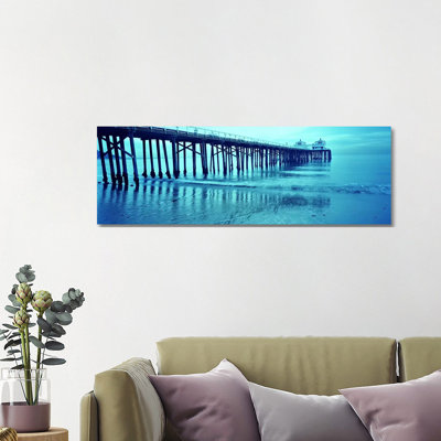 Pier At Sunset, Malibu Pier, Malibu, Los Angeles County, California, USA - Wrapped Canvas Panoramic Print