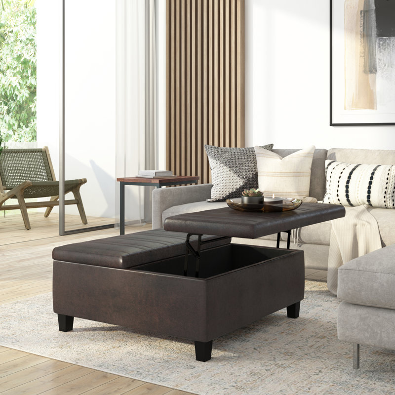 Repose-pieds de rangement pour table basse Ellis, Brun délavé