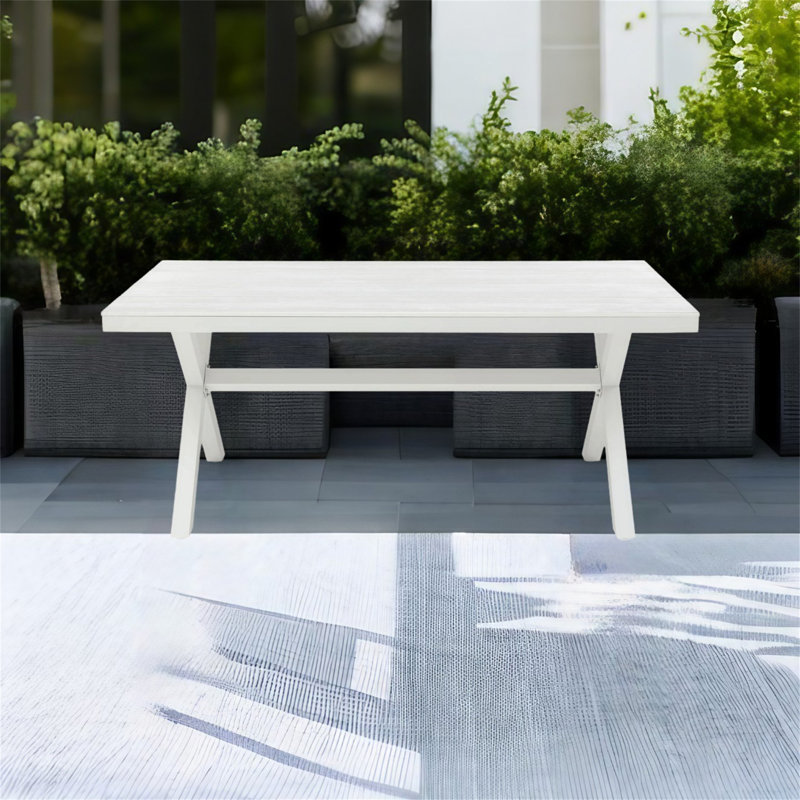 Table de salle à manger d'extérieur rectangulaire, Blanc