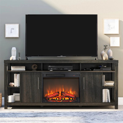 23 Inch Electric Fireplace: Ultra Thin Heater With Log & Realistic Flame. Remote Controlled Timer, Overheating Protected. 1400W Heat, 5000 /H, 11 Temp Settings, 4 Adjustable Brightness. Fits Tv Stand