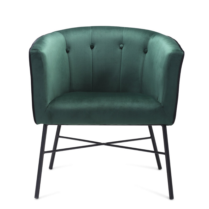 Emery Upholstered Barrel Chair, Emerald Green
