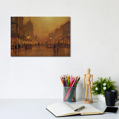 A Street At Night by John Atkinson Grimshaw - Wrapped Canvas Painting