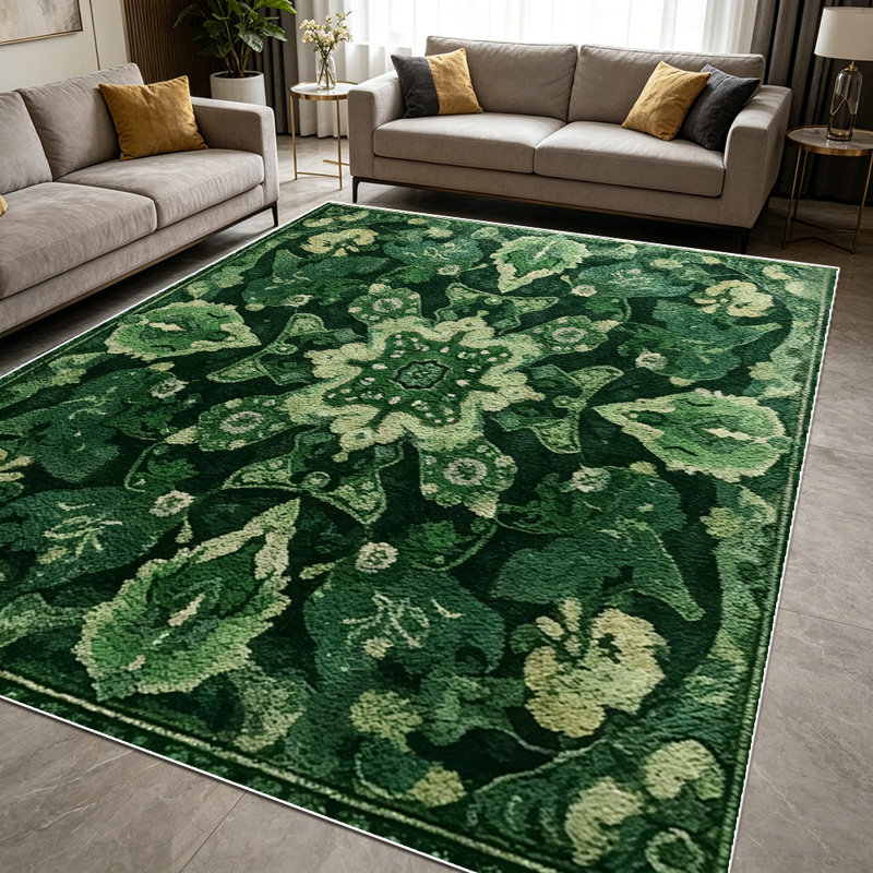 1PC Vintage Persian Emerald Green Floral Medallion area rugs for Living Room, Soft and Comfortable, Suitable for all seasons, easy-to-maintain, machine washable Indoor floor mat, Under Table Farmhouse suitable for dining table, bedroom, entryway,