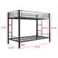 Lit superposé simple avec structure en métal et espace - aucun sommier requis, espace de rangement noir robuste