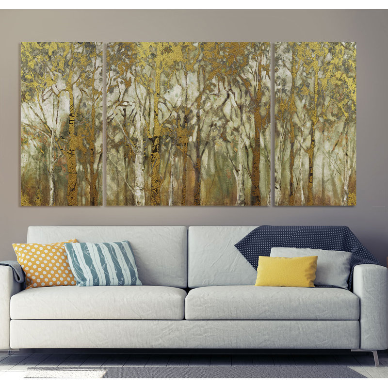 " Birch Grove Panoramic " 3 - Pieces, 40" H x 80" W x 1.5" D