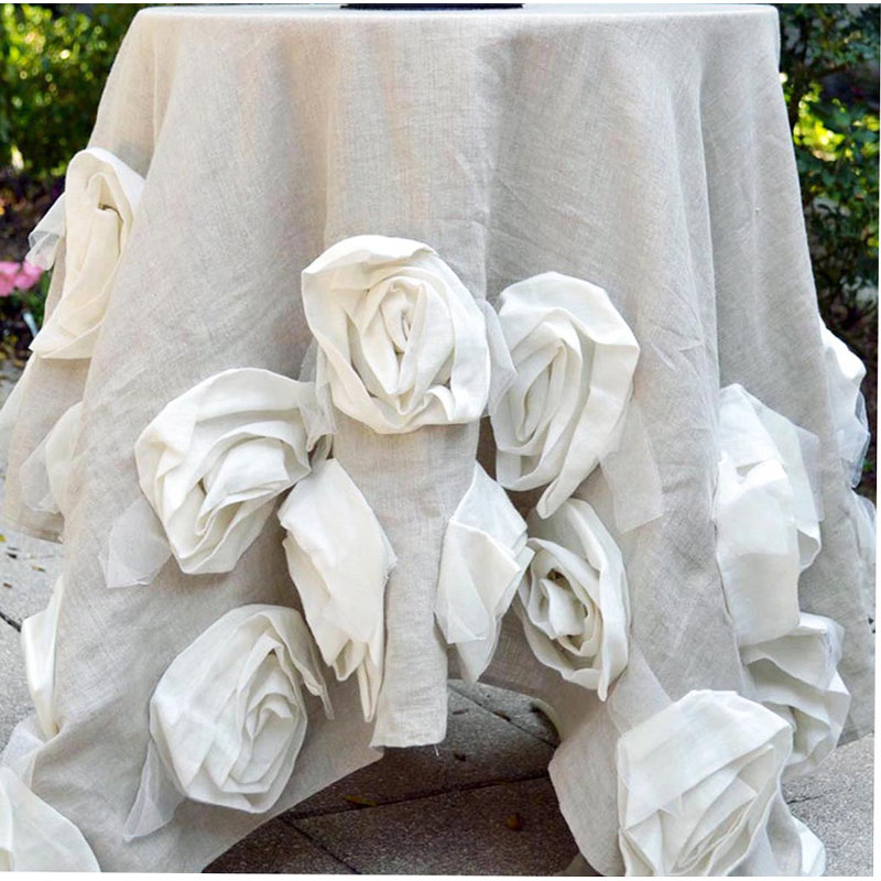 Lino Handmade Floral Tablecloth, Natural