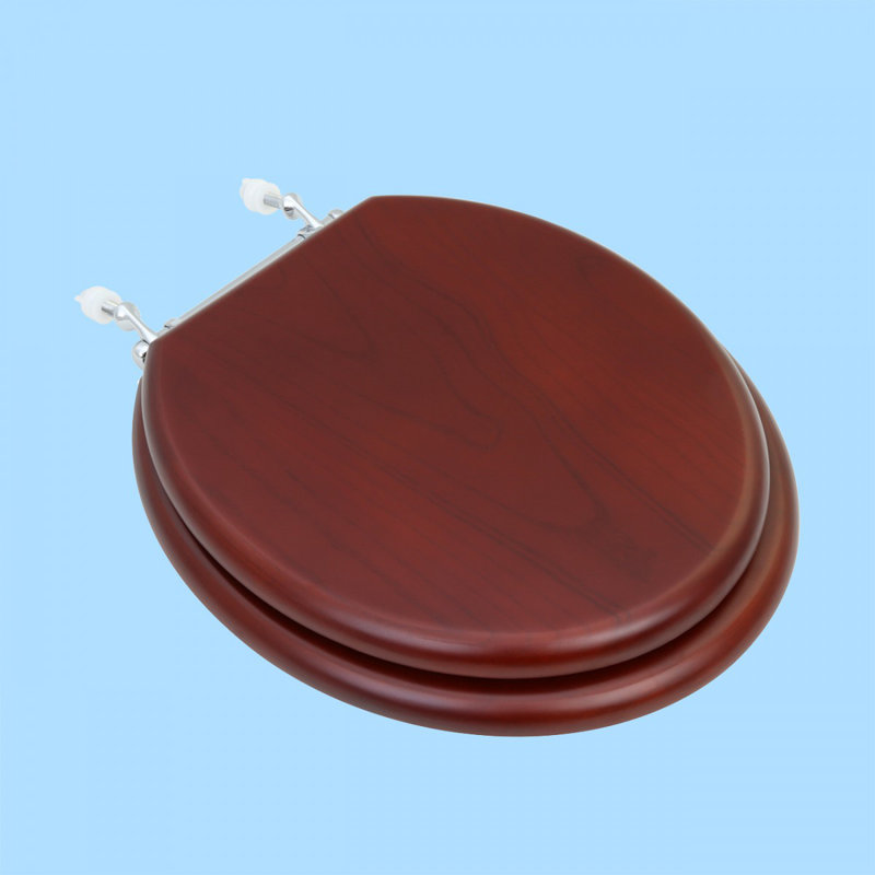 Round Toilet Seat and Lid, Cherry, Chrome-plated