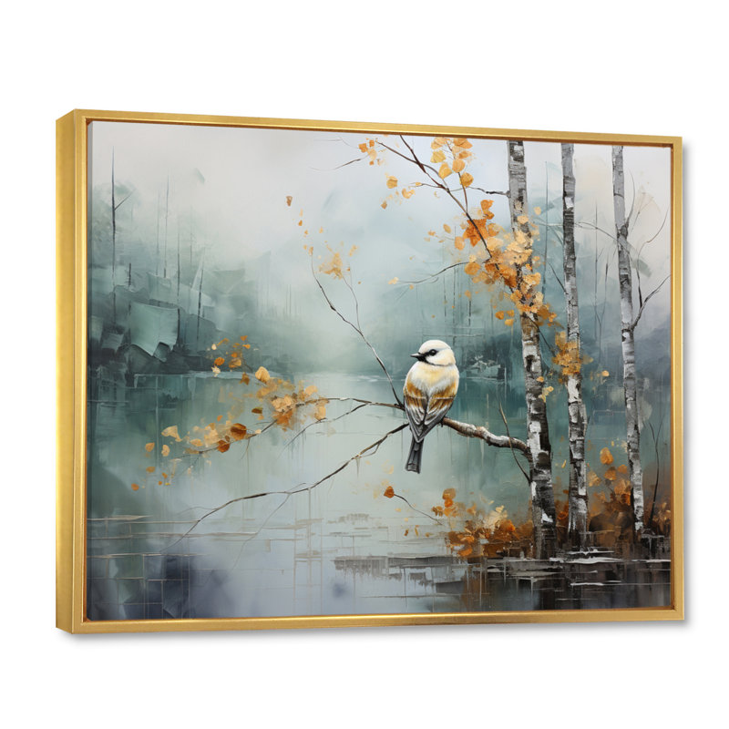 Birch Woods Ethereal Elegance I - Impression, H 34 po x l 44 po x P 1,5 po, Cadre flottant doré