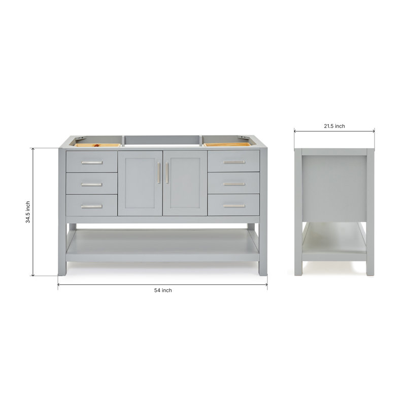 54'' W Single Bathroom Vanity Base, Gray