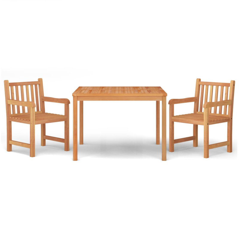 Dalzell 3 Piece Garden Dining Set Solid Wood Teak