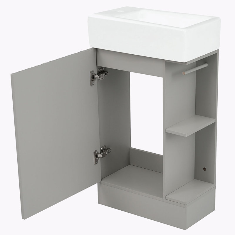 Meuble-lavabo avec lavabo pour la salle de bain, Gris
