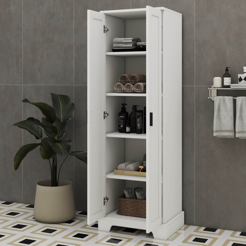 Armoire de rangement polyvalente à 2 portes pour bureau de salle de bain avec tablettes réglables, Blanc