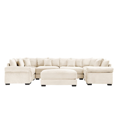 Oversized U Shaped Modular Corner Sectional Sofa With  Ottoman